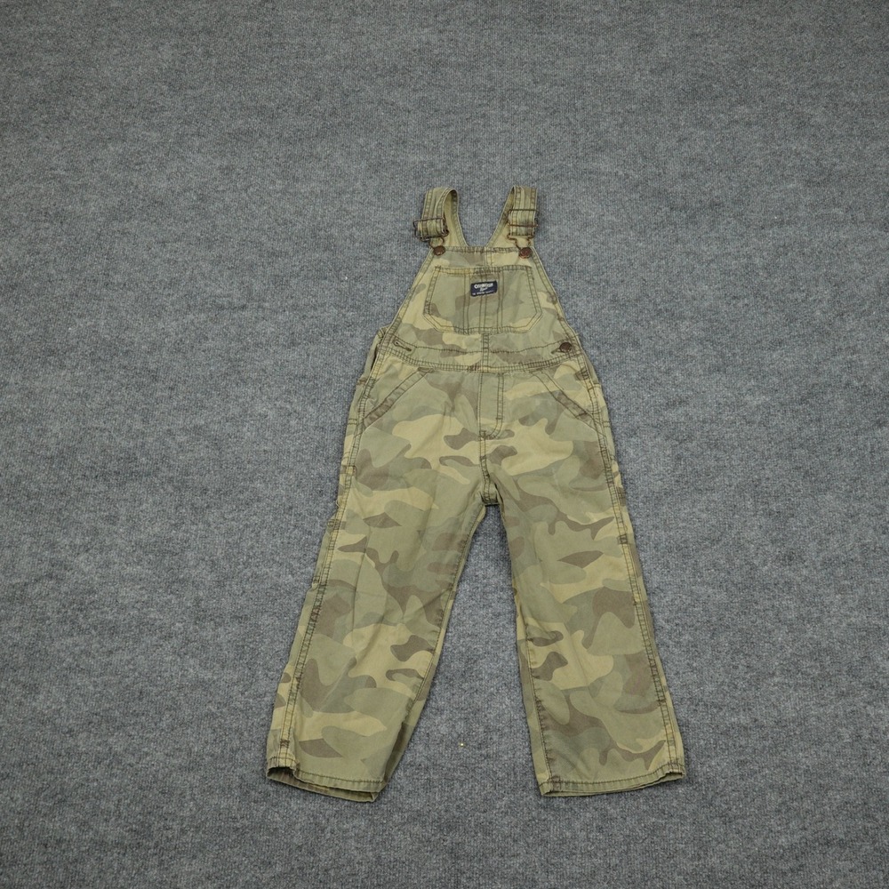 OshKosh B'gosh Overalls Boys 4T Green Camo Classic Canvas Adjustable Straps